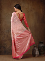 Thumbnail for Pink Cotton Woven Zari Design Floral Saree with Unstitched Blouse - Hiral Fashion - Distacart