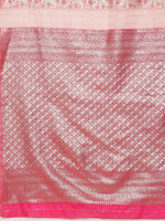 Thumbnail for Pink Cotton Woven Zari Design Floral Saree with Unstitched Blouse - Hiral Fashion - Distacart