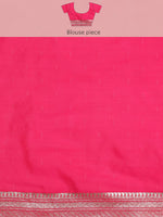 Thumbnail for Pink Cotton Woven Zari Design Floral Saree with Unstitched Blouse - Hiral Fashion - Distacart