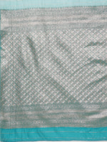 Thumbnail for Turquoise Cotton Woven Zari Design Floral Saree with Unstitched Blouse - Hiral Fashion - Distacart