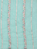 Thumbnail for Turquoise Cotton Woven Zari Design Floral Saree with Unstitched Blouse - Hiral Fashion - Distacart