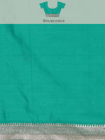 Thumbnail for Turquoise Cotton Woven Zari Design Floral Saree with Unstitched Blouse - Hiral Fashion - Distacart