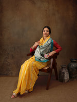 Thumbnail for Yellow Cotton Woven Zari Design Floral Saree with Unstitched Blouse - Hiral Fashion - Distacart