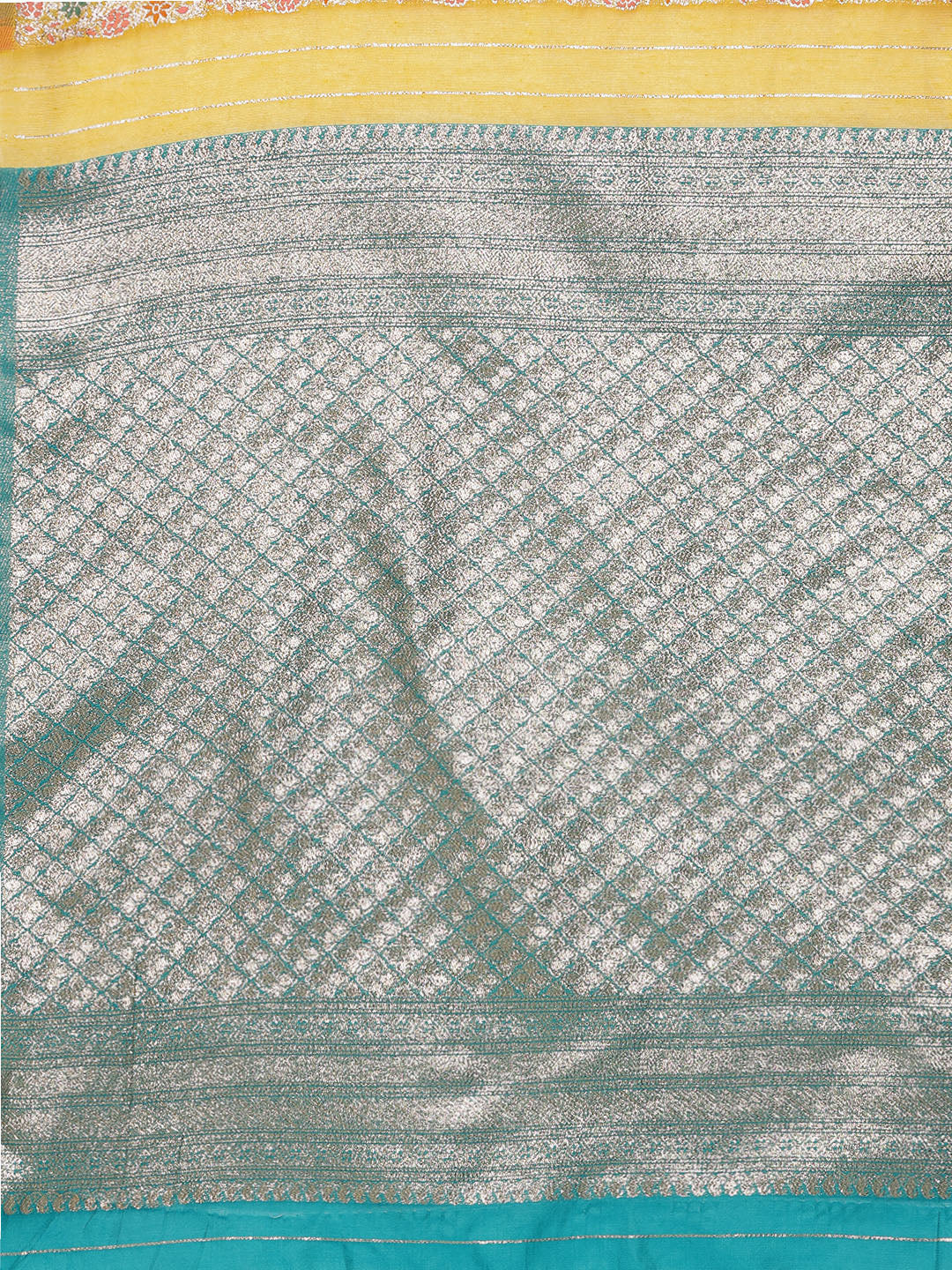 Yellow Cotton Woven Zari Design Floral Saree with Unstitched Blouse - Hiral Fashion - Distacart