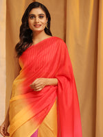 Thumbnail for Multicolor Silk Blend Printed Solid Saree with Unstitched Blouse - Hiral Fashion - Distacart
