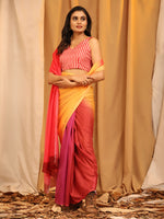 Thumbnail for Multicolor Silk Blend Printed Solid Saree with Unstitched Blouse - Hiral Fashion - Distacart