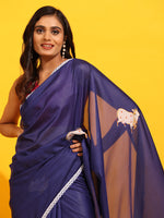 Thumbnail for Navy Blue Silk Blend Printed Kalamkari Saree with Unstitched Blouse - Hiral Fashion - Distacart