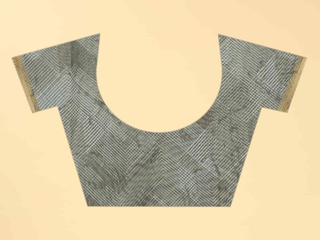 Black Cotton Blend Printed Striped Saree with Unstitched Blouse - Hiral Fashion - Distacart