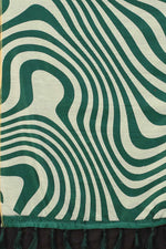 Thumbnail for Green Cotton Blend Printed Striped Saree with Unstitched Blouse - Hiral Fashion - Distacart