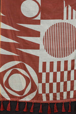 Thumbnail for Maroon Cotton Blend Printed Geomatric Saree with Unstitched Blouse - Hiral Fashion - Distacart