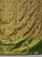 Thumbnail for Green Pure Silk Woven Zari Design Ethnic Motifs Saree with Unstitched Blouse - Hiral Fashion - Distacart
