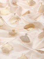 Thumbnail for White Silk Blend Woven Zari Design Floral Saree with Unstitched Blouse - Hiral Fashion - Distacart