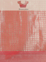 Thumbnail for White Silk Blend Woven Zari Design Floral Saree with Unstitched Blouse - Hiral Fashion - Distacart