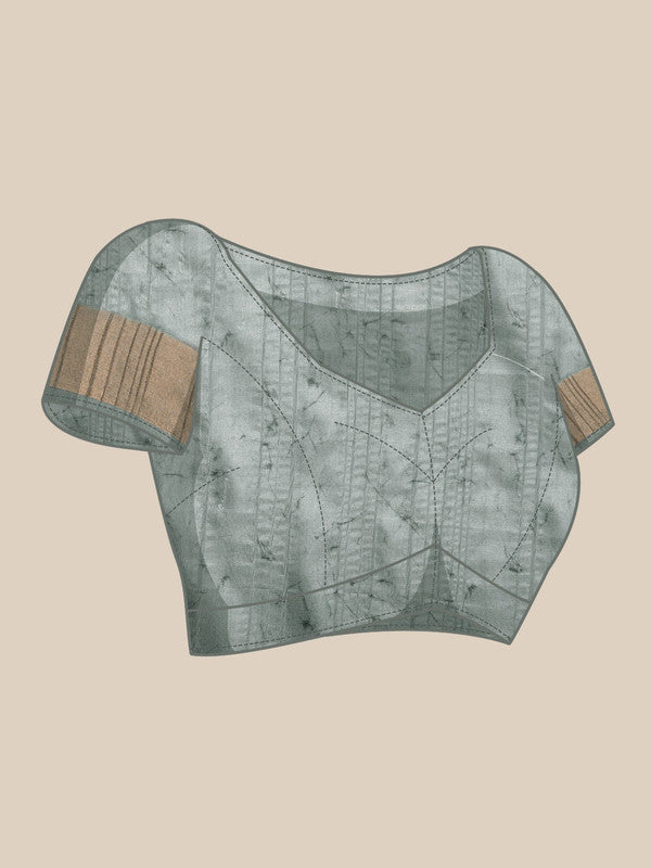 Gray Silk Blend Digital Print Floral Saree with Unstitched Blouse - Hiral Fashion - Distacart