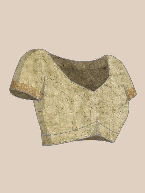 Olive Silk Blend Digital Print Floral Saree with Unstitched Blouse - Hiral Fashion - Distacart