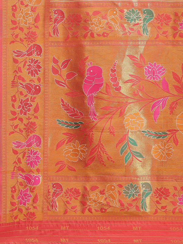 Off White Pure Cotton Woven Zari Design Paisley Saree with Unstitched Blouse - Hiral Fashion - Distacart