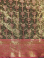 Thumbnail for Black Brocade Zari Woven Floral Saree with Unstitched Blouse - Hiral Fashion - Distacart