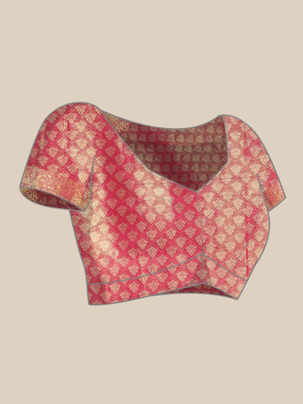 Black Brocade Zari Woven Floral Saree with Unstitched Blouse - Hiral Fashion - Distacart