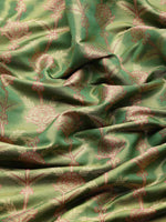 Thumbnail for Green Brocade Zari Woven Floral Saree with Unstitched Blouse - Hiral Fashion - Distacart