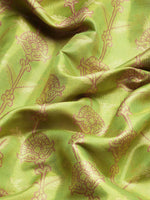 Thumbnail for Green Brocade Zari Woven Floral Saree with Unstitched Blouse - Hiral Fashion - Distacart