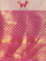 Thumbnail for Turquoise Brocade Zari Woven Floral Saree with Unstitched Blouse - Hiral Fashion - Distacart