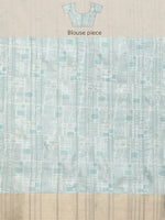 Thumbnail for Turquoise Silk Blend Printed Geomatric Saree with Unstitched Blouse - Hiral Fashion - Distacart