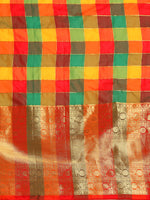 Thumbnail for Multicolor Kanjeevaram Silk ColorBlock Checked Saree with Unstitched Blouse - Hiral Fashion - Distacart