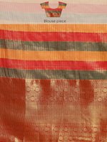 Thumbnail for Multicolor Kanjeevaram Silk ColorBlock Checked Saree with Unstitched Blouse - Hiral Fashion - Distacart