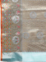 Thumbnail for Blue Tissue Silk Woven Zari Design Geomatric Saree with Unstitched Blouse - Hiral Fashion - Distacart