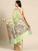 Thumbnail for Green Tissue Silk Woven Zari Design Geomatric Saree with Unstitched Blouse - Hiral Fashion - Distacart