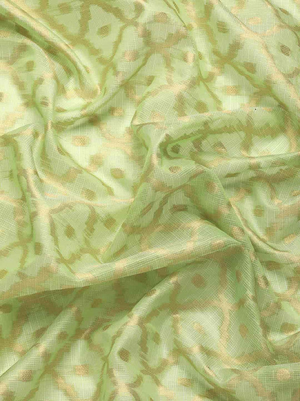 Green Tissue Silk Woven Zari Design Geomatric Saree with Unstitched Blouse - Hiral Fashion - Distacart