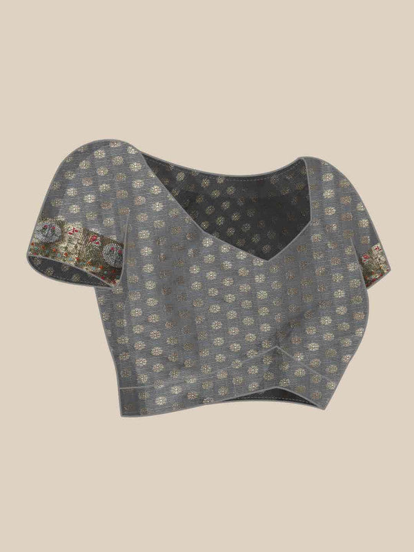 Green Tissue Silk Woven Zari Design Geomatric Saree with Unstitched Blouse - Hiral Fashion - Distacart