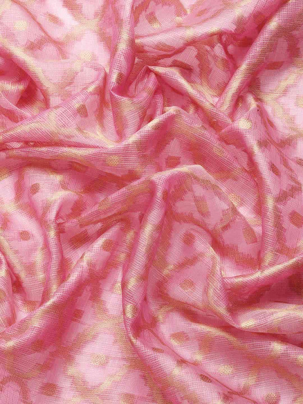 Pink Tissue Silk Woven Zari Design Geomatric Saree with Unstitched Blouse - Hiral Fashion - Distacart
