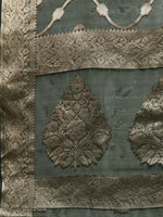 Thumbnail for Green Organza Silk Woven Zari Design Floral Saree with Unstitched Blouse - Hiral Fashion - Distacart