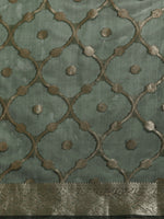 Thumbnail for Green Organza Silk Woven Zari Design Floral Saree with Unstitched Blouse - Hiral Fashion - Distacart