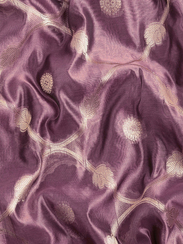 Light Pink Organza Silk Woven Zari Design Floral Saree with Unstitched Blouse - Hiral Fashion - Distacart