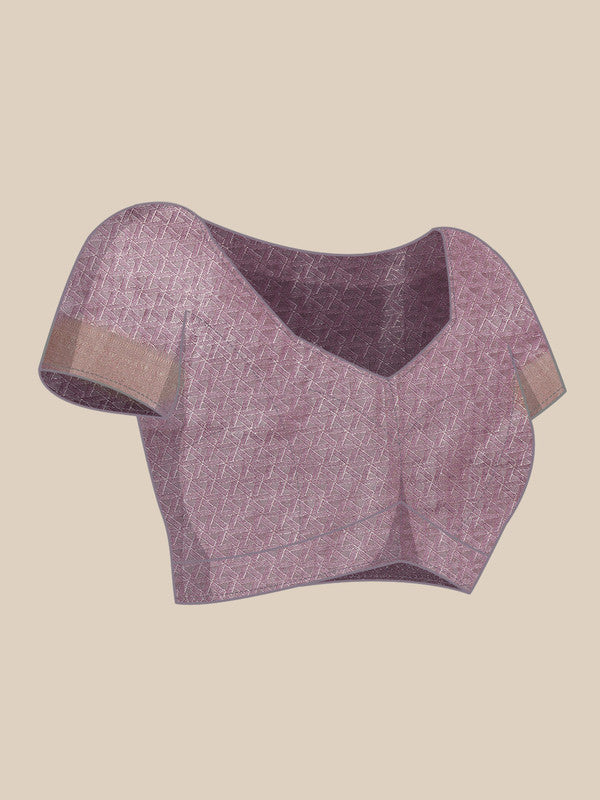 Light Pink Organza Silk Woven Zari Design Floral Saree with Unstitched Blouse - Hiral Fashion - Distacart