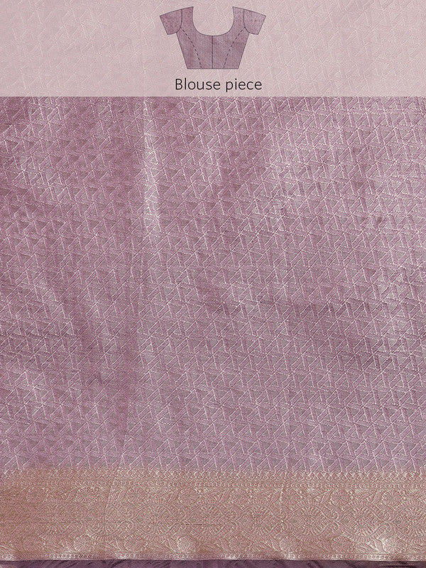 Light Pink Organza Silk Woven Zari Design Floral Saree with Unstitched Blouse - Hiral Fashion - Distacart