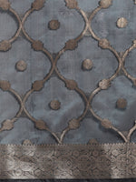 Thumbnail for Turquoise Organza Silk Woven Zari Design Floral Saree with Unstitched Blouse - Hiral Fashion - Distacart