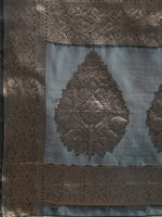 Thumbnail for Turquoise Organza Silk Woven Zari Design Floral Saree with Unstitched Blouse - Hiral Fashion - Distacart