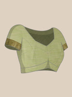 Thumbnail for Green Linen Woven Thread Floral Saree with Unstitched Blouse - Hiral Fashion - Distacart