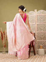 Thumbnail for Light Pink Linen Woven Thread Floral Saree with Unstitched Blouse - Hiral Fashion - Distacart