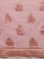 Thumbnail for Light Pink Linen Woven Thread Floral Saree with Unstitched Blouse - Hiral Fashion - Distacart