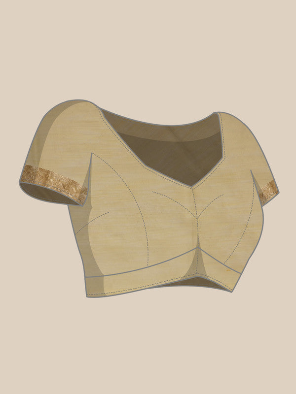 Yellow Linen Woven Thread Floral Saree with Unstitched Blouse - Hiral Fashion - Distacart