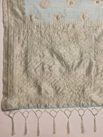 Thumbnail for Blue Linen Woven Thread Floral Saree with Unstitched Blouse - Hiral Fashion - Distacart