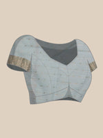 Thumbnail for Blue Linen Woven Thread Floral Saree with Unstitched Blouse - Hiral Fashion - Distacart