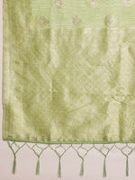 Thumbnail for Green Linen Woven Thread Floral Saree with Unstitched Blouse - Hiral Fashion - Distacart