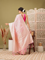 Thumbnail for Light Pink Linen Woven Thread Floral Saree with Unstitched Blouse - Hiral Fashion - Distacart