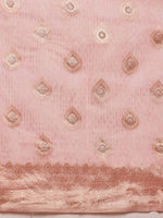 Thumbnail for Light Pink Linen Woven Thread Floral Saree with Unstitched Blouse - Hiral Fashion - Distacart