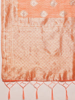 Thumbnail for Peach Linen Woven Thread Floral Saree with Unstitched Blouse - Hiral Fashion - Distacart